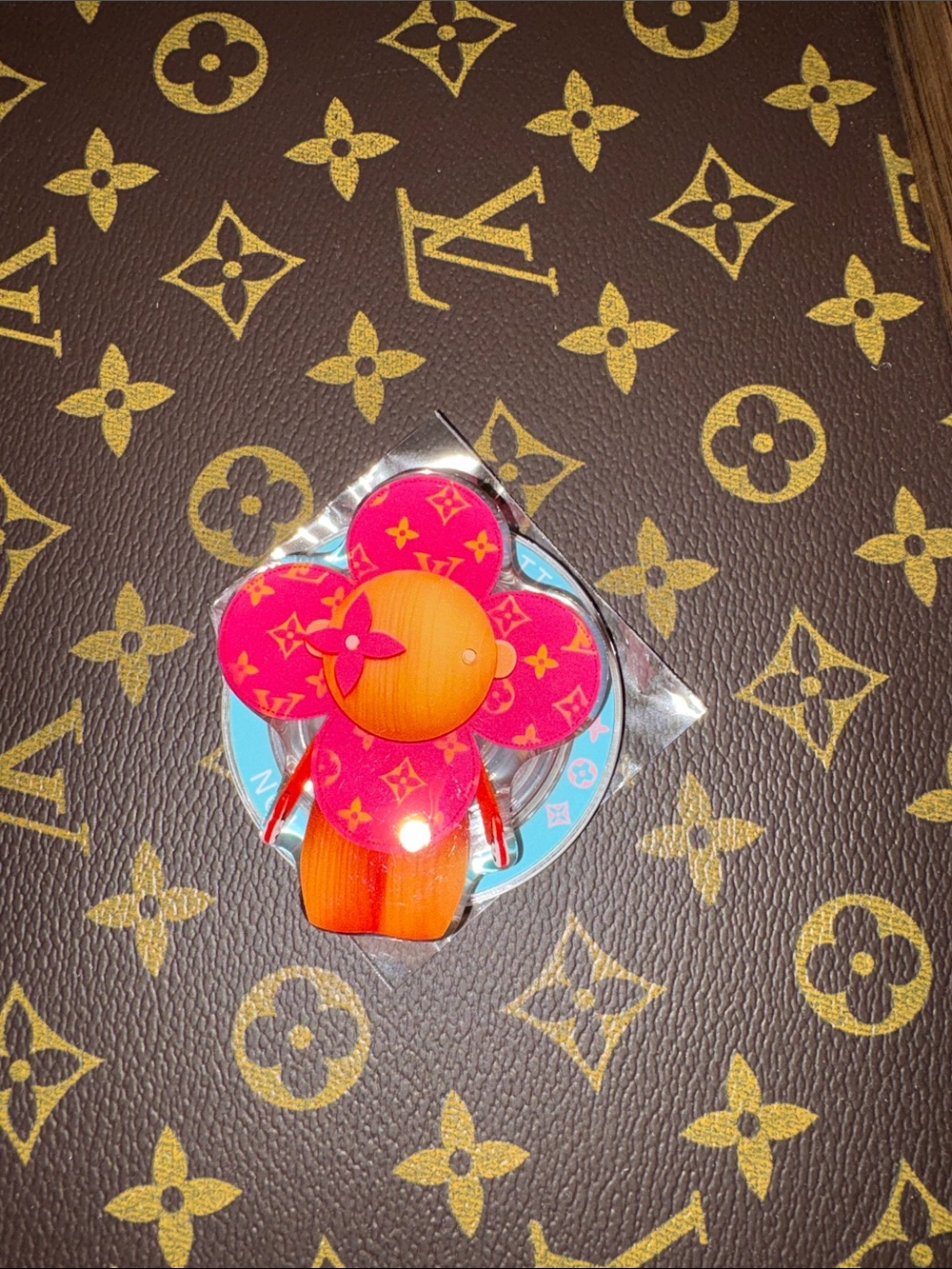 Designer Inspired Pink & Orange Monogram Flower Phone Grip